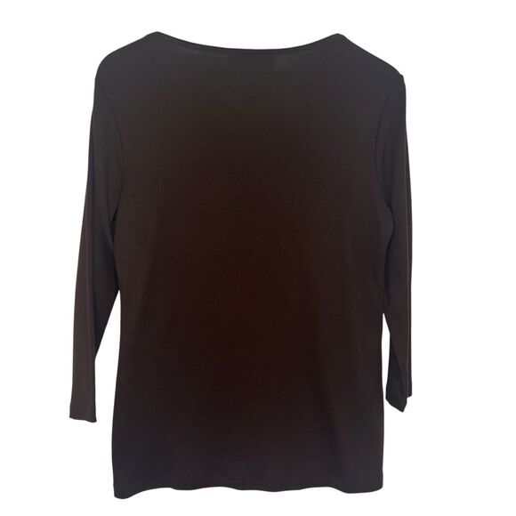 Karen Scott Camel Graphic T-Shirt Top Womens Small Brown 3/4 Sleeve Cotton - Picture 3 of 6